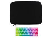 Litop 2 in 1 High Quality and Soft Black Neoprene Zipper Sleeve Bag Cover Case plus The Rainbow Gradient Keyboard Skin Keyboard Cover Protector for Apple 15 Inc