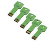 Litop Pack Of 5 Green 8GB Metal Key Shape USB Flash Drive USB 2.0 Memory Disk