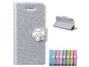 Litop Synthetic Leather Protective Protection Flip Wallet Case Cover for iPhone 6 4.7 Inch with Credit Card Slot Self stand Glittering Bling Bling Style Silve