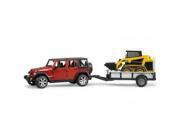 Jeep Wrangler Rubicon with Trailer CAT Skid Steer Vehicle by Bruder 02925