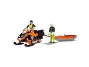 Snowmobile with Driver Skier Rescue Sled Vehicle Toy by Bruder 63100