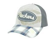 NFL Green Bay Packers Plaid Flex Fit L XL Retro Reebok Hat Cap Curved Bill TS39Z