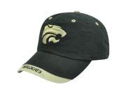 Kansas State Wildcats NCAA Khaki Tip Black Garment Washed Sun Buckle Hat Cap