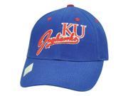 NCAA KU Kansas Jayhawks Curved Script Constructed Adjustable Velcro Blue Hat Cap