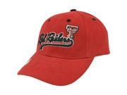 NCAA Red Raiders Texas Tech TTU Script Curved Bill Adjustable Velcro Hat Cap Red