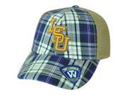 NCAA LSU Louisiana Tigers Avery Two Tone Plaid Mesh Trucker Snapback Hat Cap