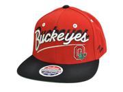 NCAA Ohio Buckeyes Flat Bill Zephyr Original Logo Snapback Red Black Hat Cap
