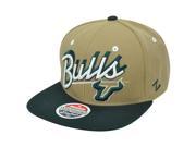 NCAA South Florida Bulls Zephyr Shadow Script Snapback Flat Bill Khaki Hat Cap