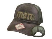M Ms Chocolate Candy Brown Mesh Snapback Garment Wash Candies Curved Bill Hat
