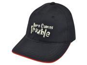 Wings Beachwear Here Comes Trouble Youth Relaxed Adjustable Velcro Blue Hat Cap