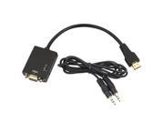 1080P HDMI Male to VGA Female Converter Adapter with 3.5mm Audio for Computer TV XBOX 360 Raspberry Pi Black