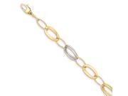 14k Two tone Polished and Textured Hollow w ext. Bracelet