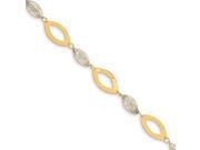 14K Two tone Flat Marquise Link D C Rice Beads Bracelet
