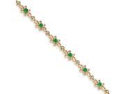 14K Diamond and Emerald Flower Bracelet