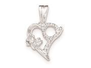Sterling Silver Polished Beaded Heart w Butterfly Pendant