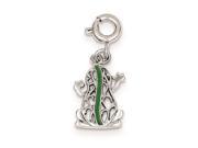 Sterling Silver Green Enameled Frog Charm