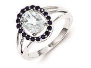 Sterling Silver Aquamarine and Sapphire Oval Ring