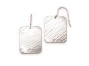 Sterling Silver Polished Diagonal Line Pattern Square Shepherd Hook Earring