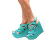 LADIES HIGH WEDGE HEEL CHUNKY SOLE PLATFORM WOMENS STRAPPY SANDAL SHOES SIZE