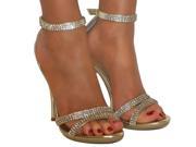 LADIES DIAMANTE GLITTER STRAPPY ANKLE SANDALS SHOES HEELS WEDDING BRIDAL SIZE