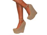 WOMENS WEDGE HIGH HEEL PLATFORM ANKLE STRAPPY SHOE SANDAL COURT PROM SIZE