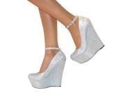 WOMENS WEDGE HIGH HEEL PLATFORM ANKLE STRAPPY SHOE SANDAL COURT PROM SIZE