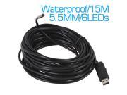 6 Leds Waterproof Camera USB Endoscope Inspection Camera 5.5mm Lens Mini USB Inspection Camera Borescope Video Snake 15m Cable