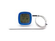 BBQ Oven Touch Screen Cooking Thermometer Timer Stainless Steel Probe Digital Kitchen Meat Thermometer Countdown Timer Sound Alarm Blue