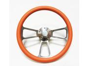 14 Billet Aluminum Orange Half Wrap Steering Wheel w Horn Button