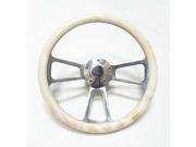 14 Billet Aluminum Marble Half Wrap Steering Wheel w Horn Button