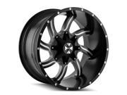 Cali Offroad 9102 Twisted 22x12 8x165.1 8x170 44mm Black Milled Wheel Rim