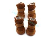 4pcs New Brown Warm Winter Walking Cozy Pet Dog Shoes Boots Clothes Apparel For Small Dog Size 2 Wholesale