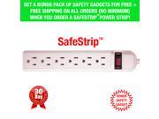 Safe Strip Special 6 Outlet Power Strip with Safety Enhancement Gadget 15a Heavy Duty 3ft Cord