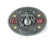 US Marine Belt Buckle USMC Symbol and slogan. Etched in Semper Fi and Til You Die