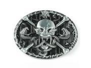 Skull and Cross Bone with Snakes Belt Buckle
