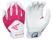 1pr Easton HF3 Hyperskin Womens Large White Pink Fastpitch Batting Gloves