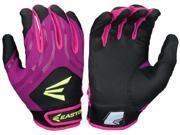 1pr Easton HF3 Hyperskin Youth Medium Black Purple Pk Fastpitch Batting Gloves
