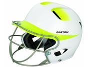 Easton Natural Two Tone White Yellow Senior Softball Batting Helmet w Mask