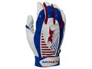 1 Pair Miken MIKPRO RWB Pro Red White Blue Adult Small Batting Gloves New