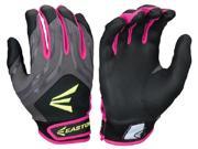 1pr Easton HF3 Hyperskin Womens Medium Black Grey Pink Fastpitch Batting Gloves