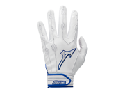 2017 1 Pair Mizuno 330363 Covert Adult Medium White Royal Blue Batting Gloves