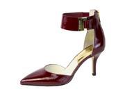 Michael Kors Guiliana Mid Ankle Strap High Heel Point Toe Claret Red Patent Shoe