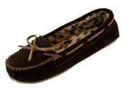 Minnetonka Kayla Slipper II Slip On Loafer Flat Chocolate Brown Moccasin Shoe