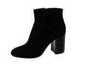 Michael Kors Arabella Ankle Bootie Black Chunky Studded Heel Suede Shoe
