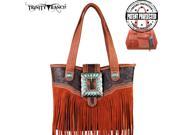 TR30G 8014 Montana West Trinity Ranch Fringe Design Handbag Brown