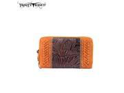 TR25 W003 Montana West Trinity Ranch Tooled Design Wallet Brown