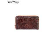 TR24 W003 Montana West Trinity Ranch Tooled Design Wallet Brown