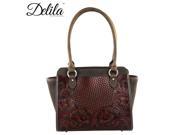 LEA 6014 Delila 100% Genuine Leather Tooled Collection Coffee