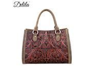 LEA 6016 Delila 100% Genuine Leather Tooled Collection Coffee