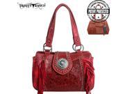 TR04G 8246A Montana West Trinity Ranch Tooled Design Concealed Handbag Collection Red